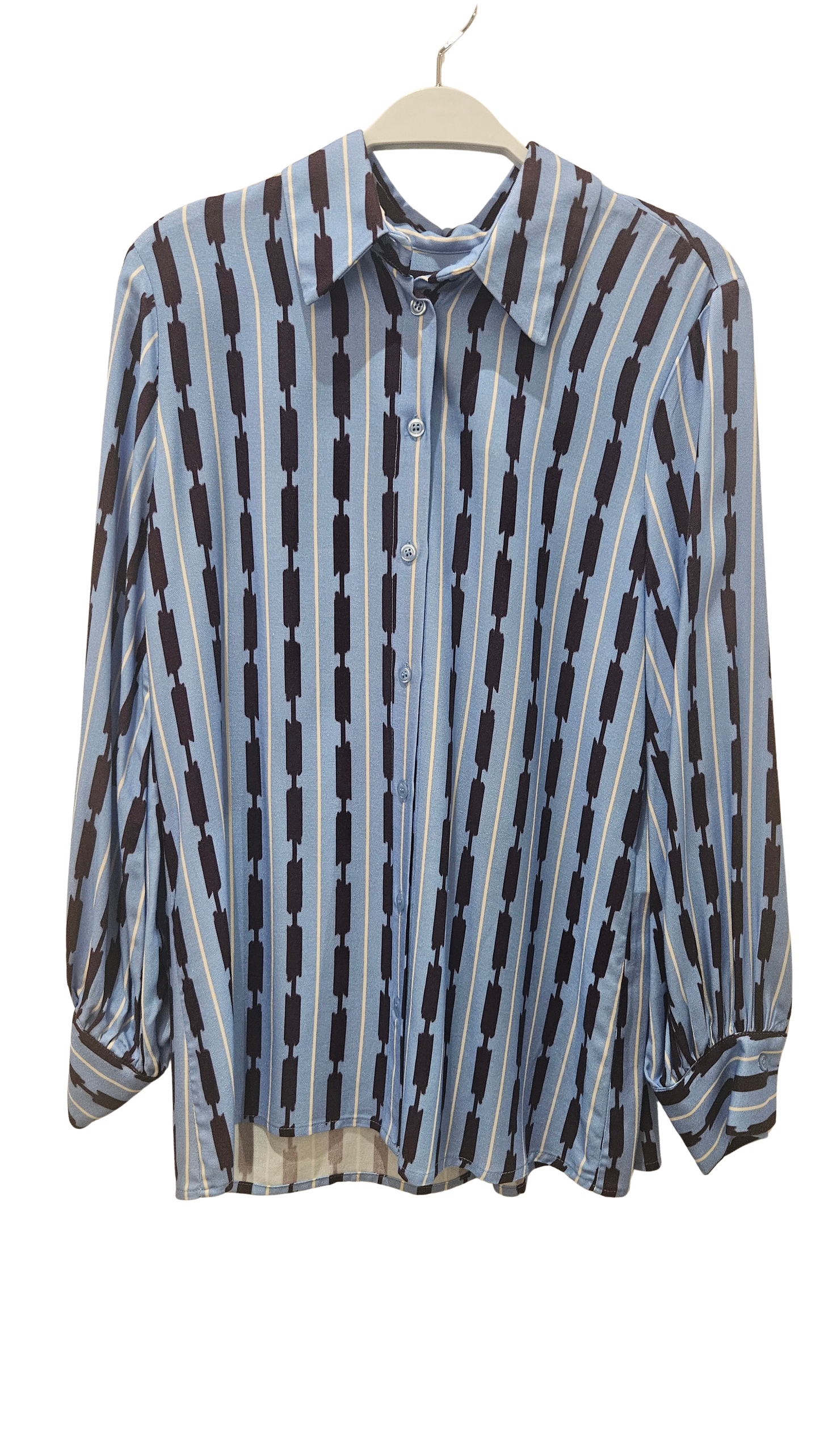 Camisa Azul Estampado Geométrico Burdeos