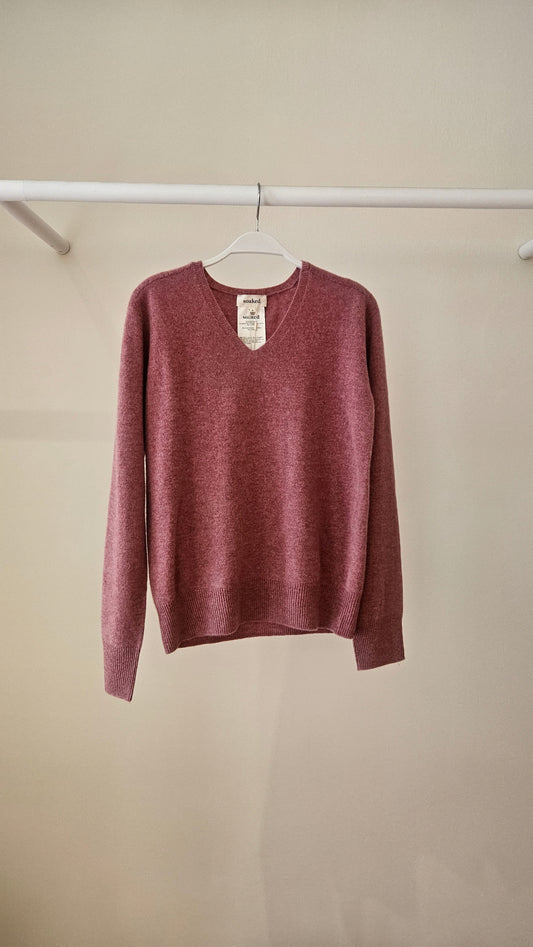 Jersey Rosa Cuello Pico 100% Lana
