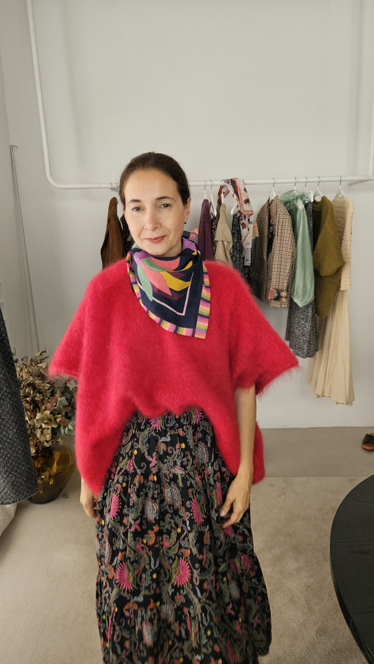 Chaleco/Jersey Manga Corta Kid Mohair Rosa Fresa