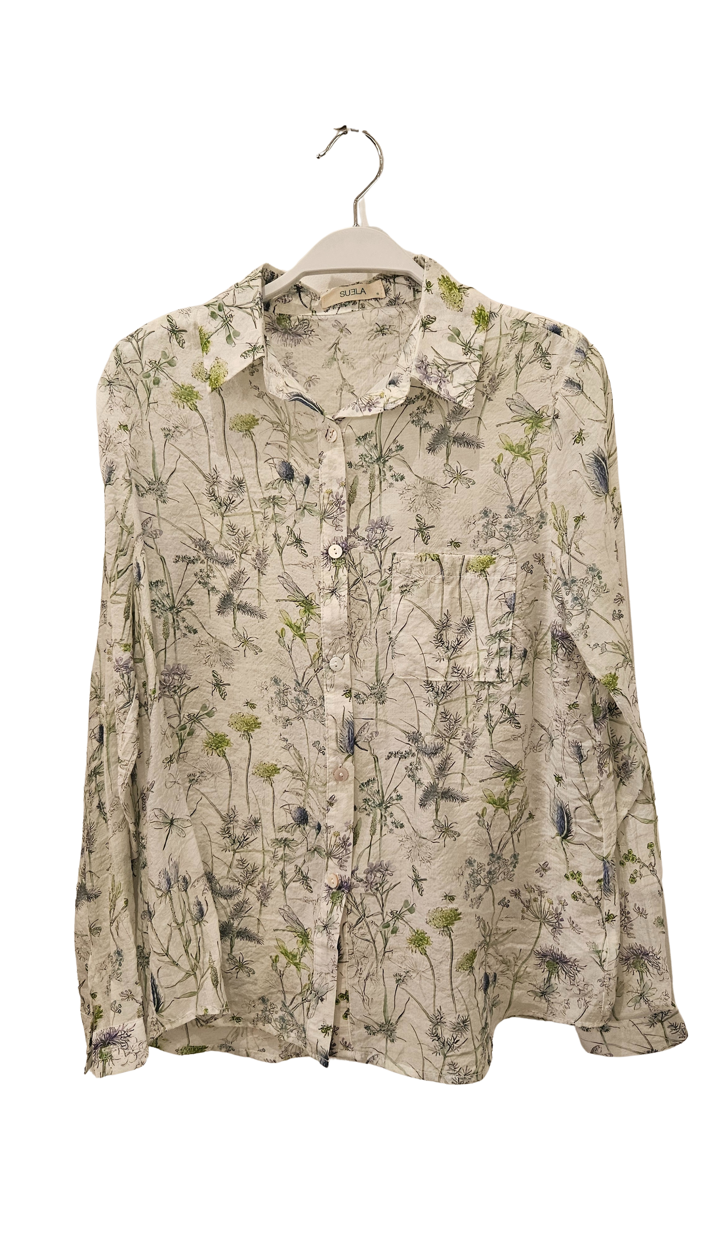 Camisa Estampada Flores Verdes Suela