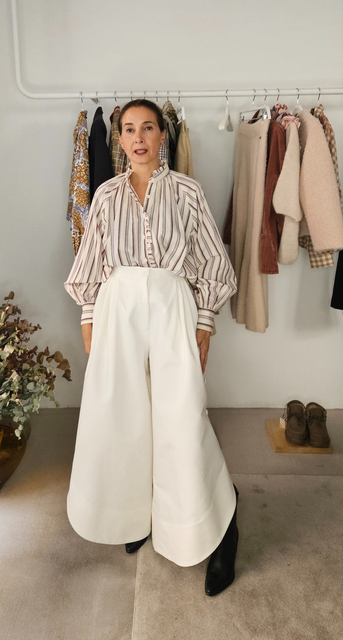 Pantalón Tulipán Gabardina Blanco