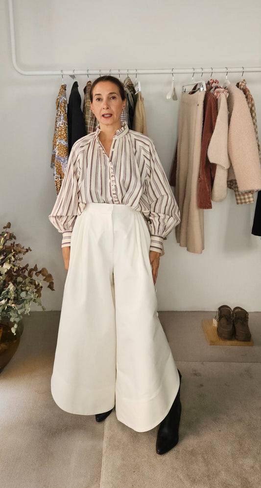 Pantalón Tulipán Gabardina Blanco