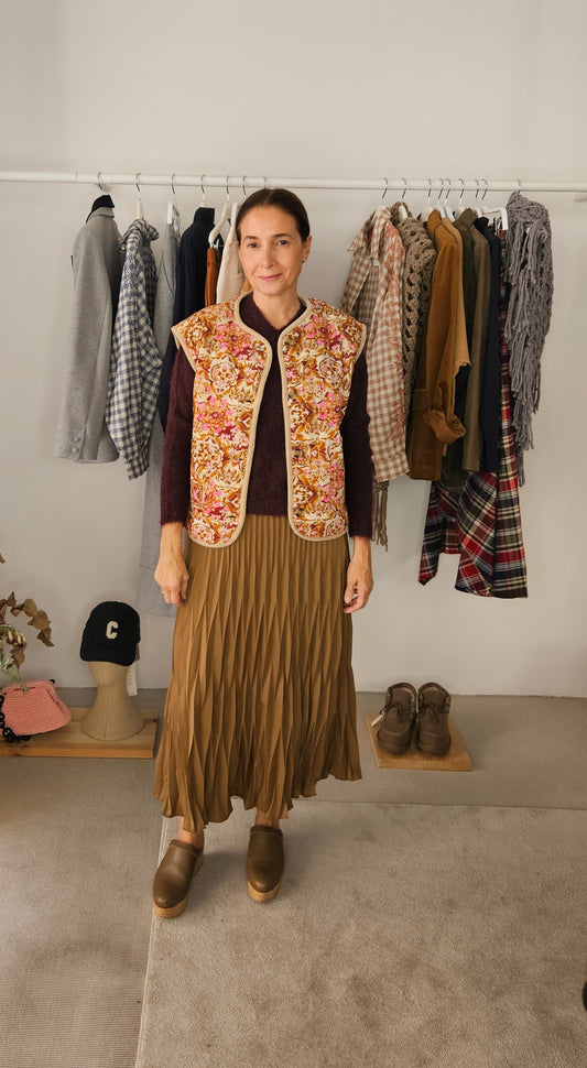 Falda Kaki Pliegues