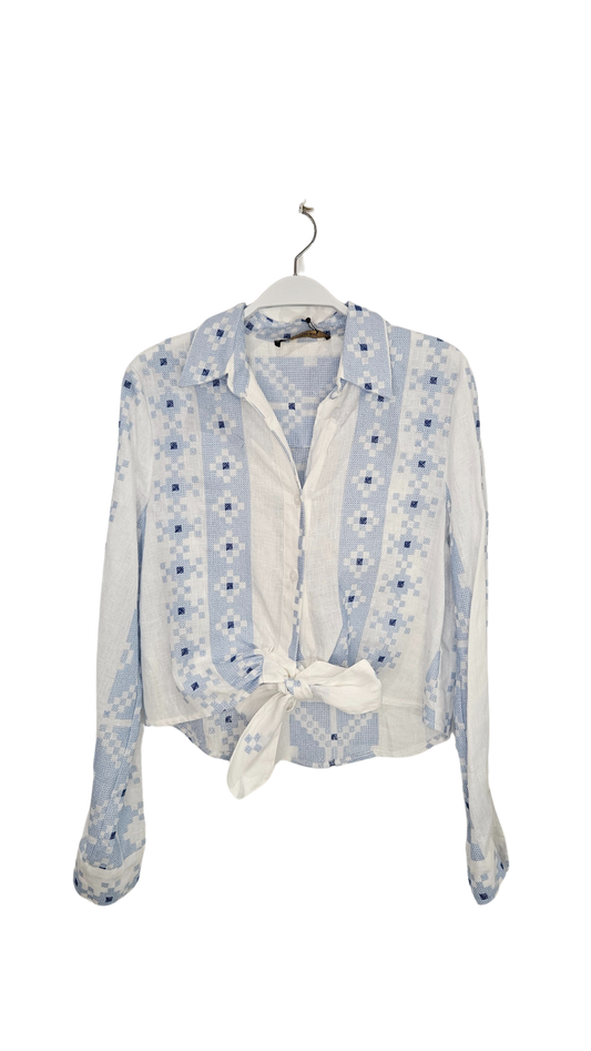 Camisa Bordados Azul