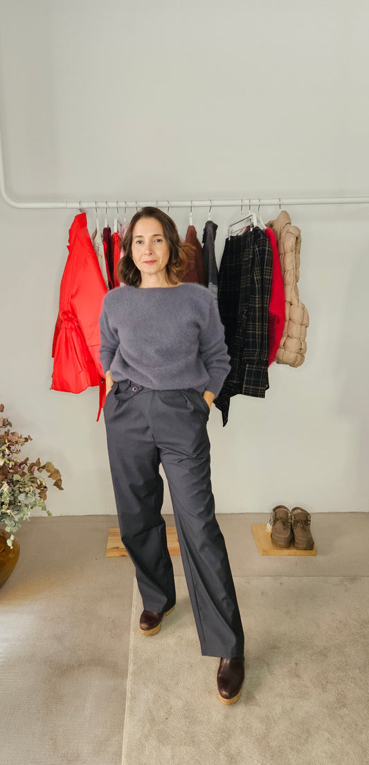 Jersey Angora Pico Espalda Gris