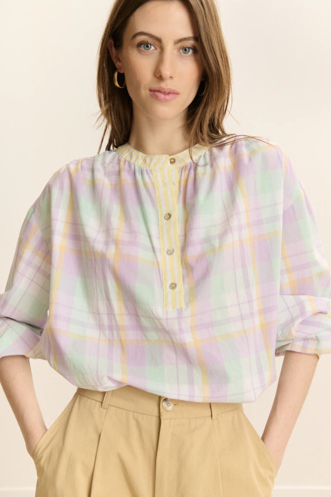 Camisa Cuadros Malva