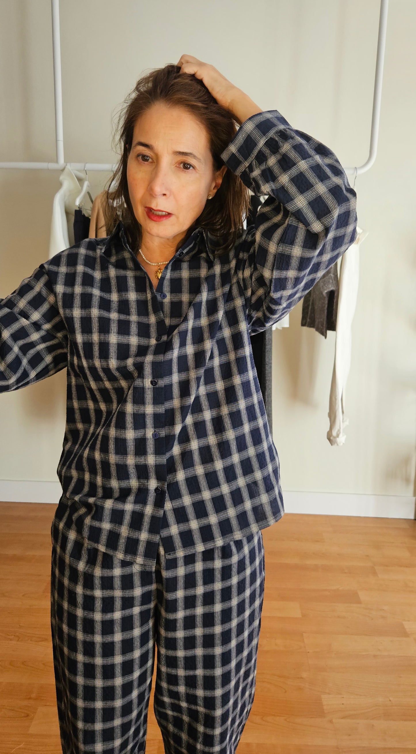 Camisa Cuadros Azul Marino