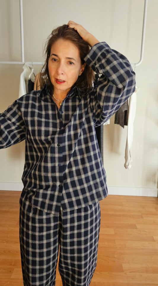 Camisa Cuadros Azul Marino
