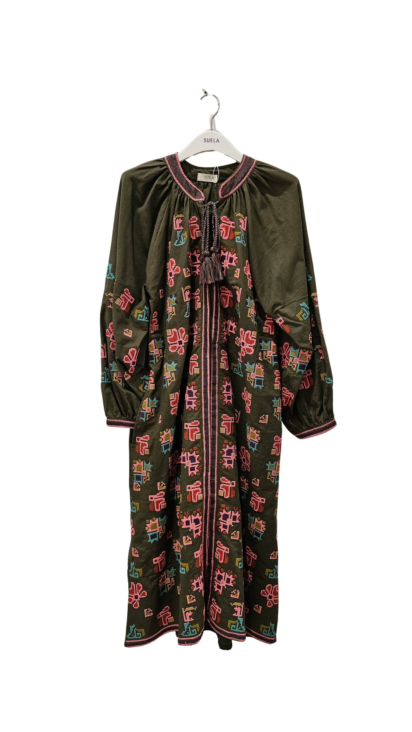 Vestido Verde Bordados Mujer