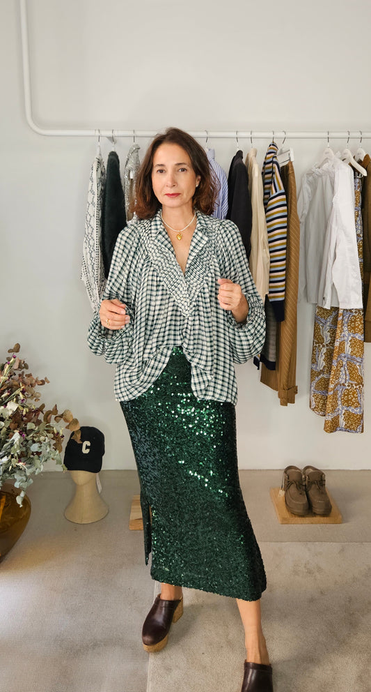 Falda Lentejuelas Verde Oscuro