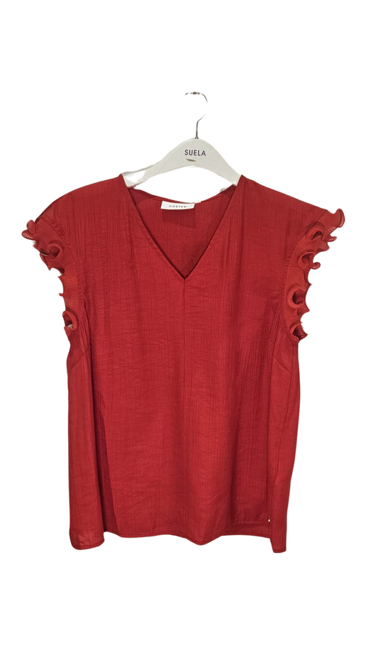Top volantes rojo