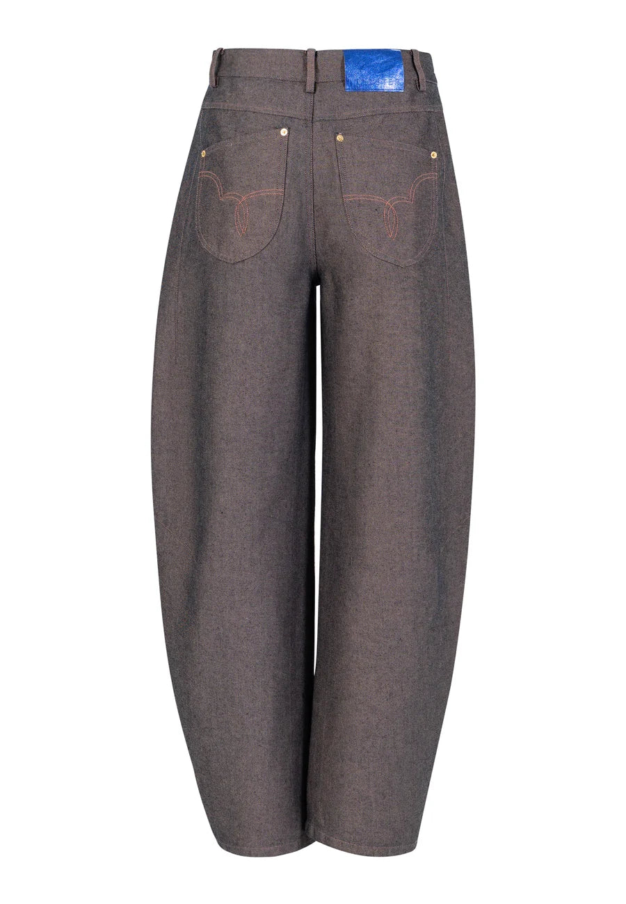 Pantalón Barrel Berenjena