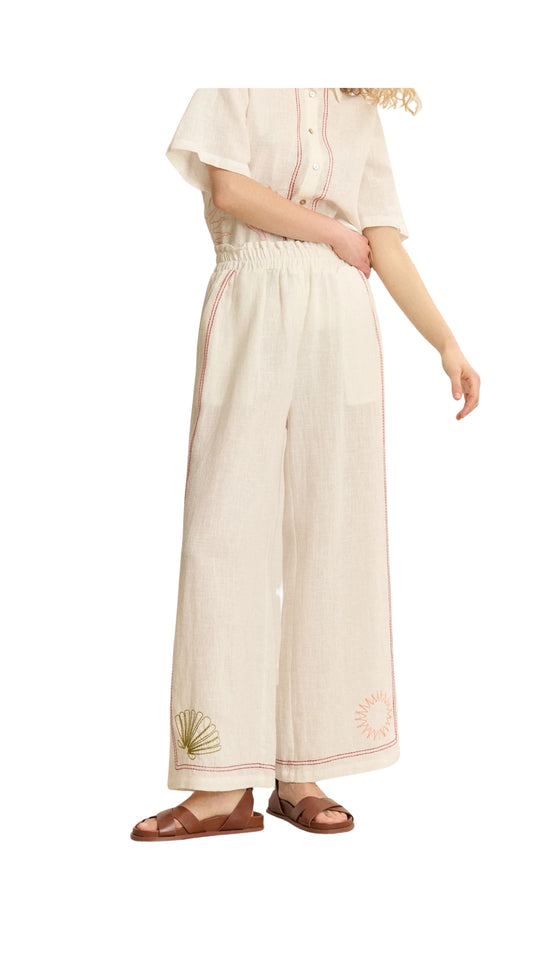 Pantalón Blanco Bordados