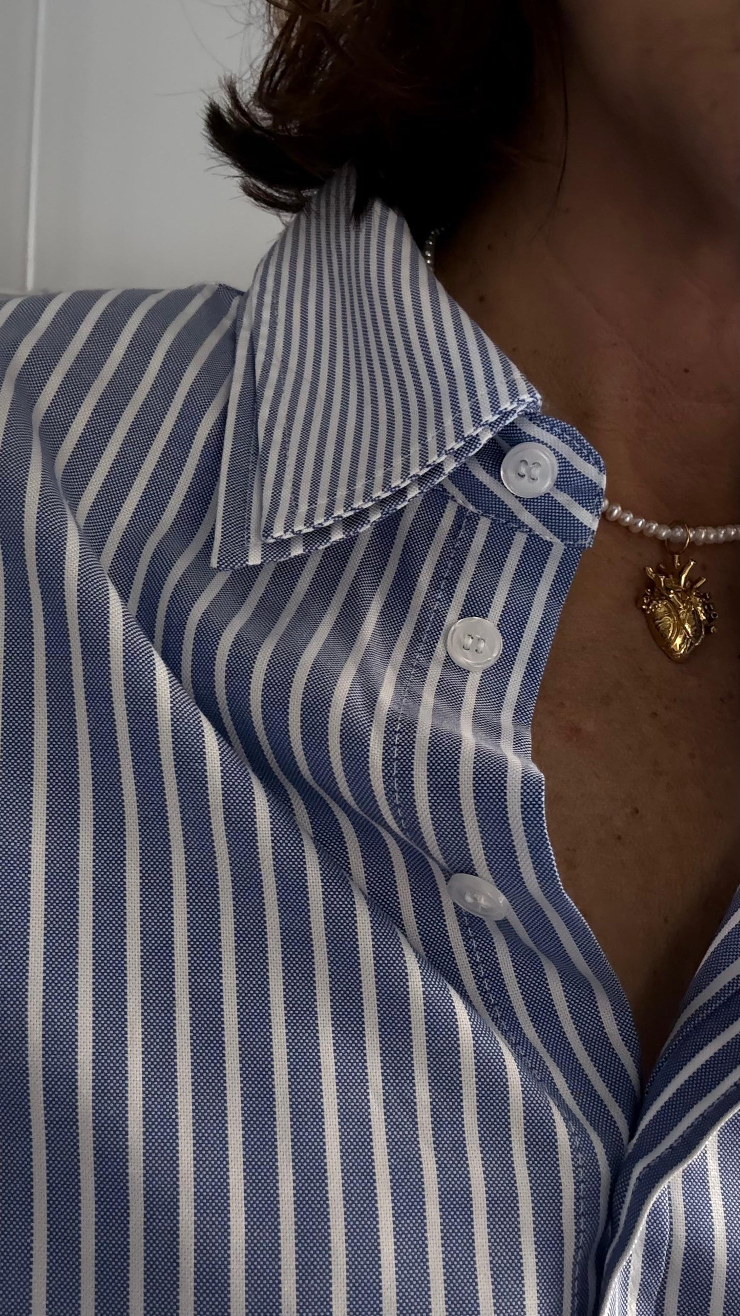 Camisa Clásica Rayas Azules Doble Cuello