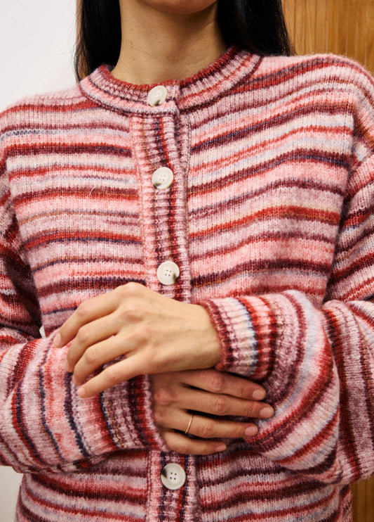 Cardigan Rayas Burdeos
