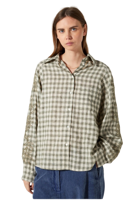 Camisa Cuadros Verdes con Bordados