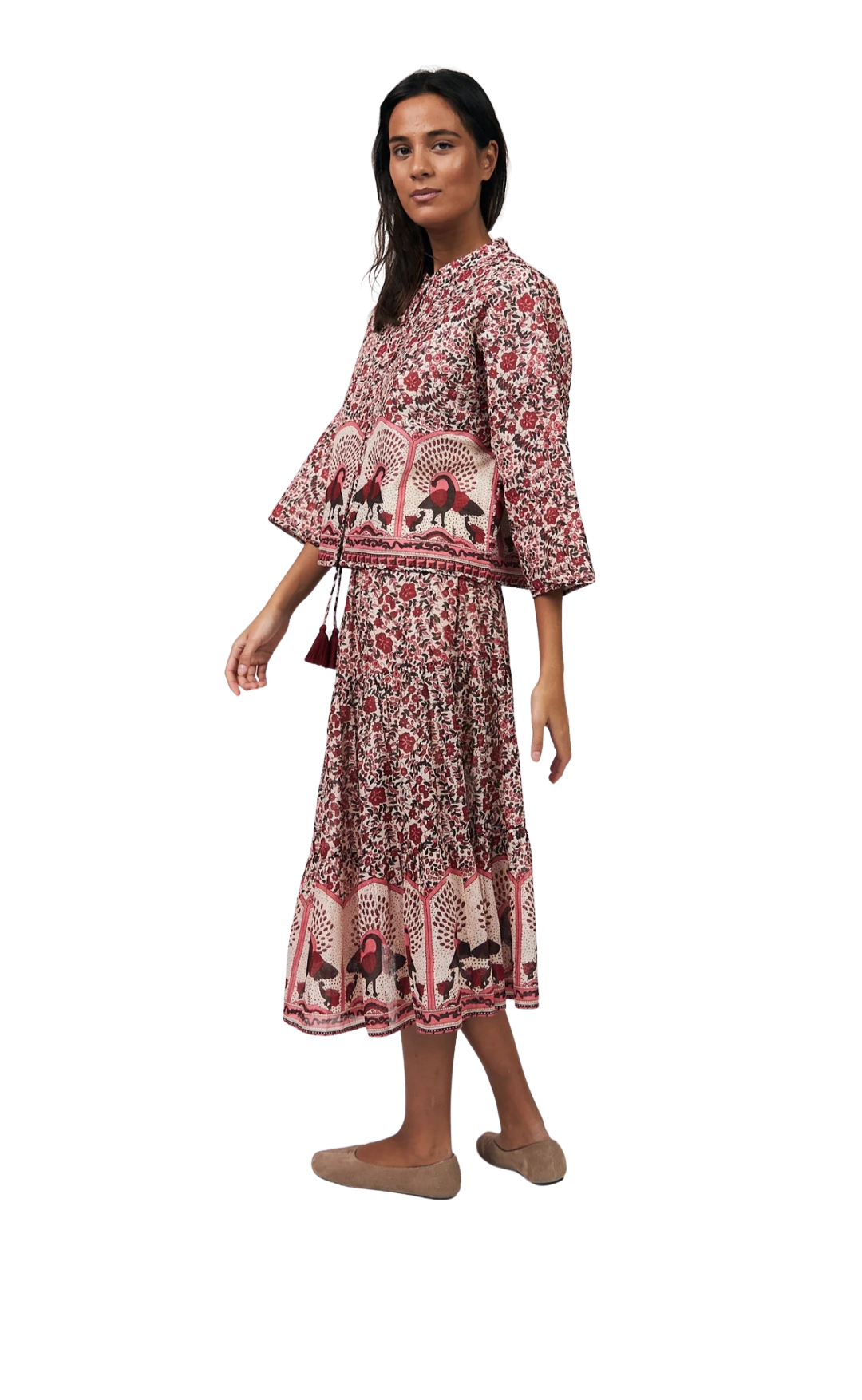 Falda Midi Estampado Rojo (Da talla)