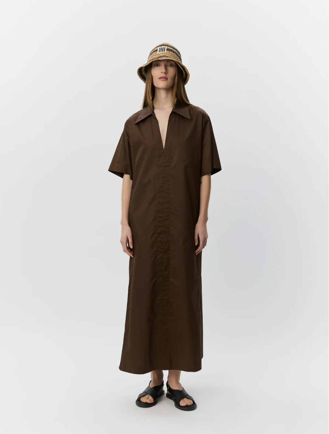 Vestido Manga Corto Chocolate (Da talla)