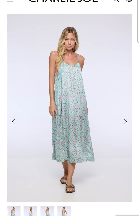 Vestido Verde Agua Estampado Flores