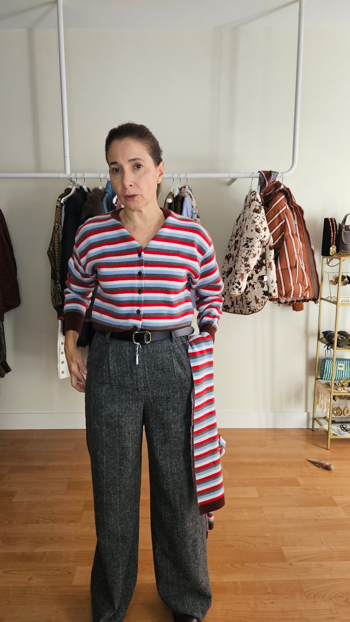 Set Cardigan y Bufanda Rayas