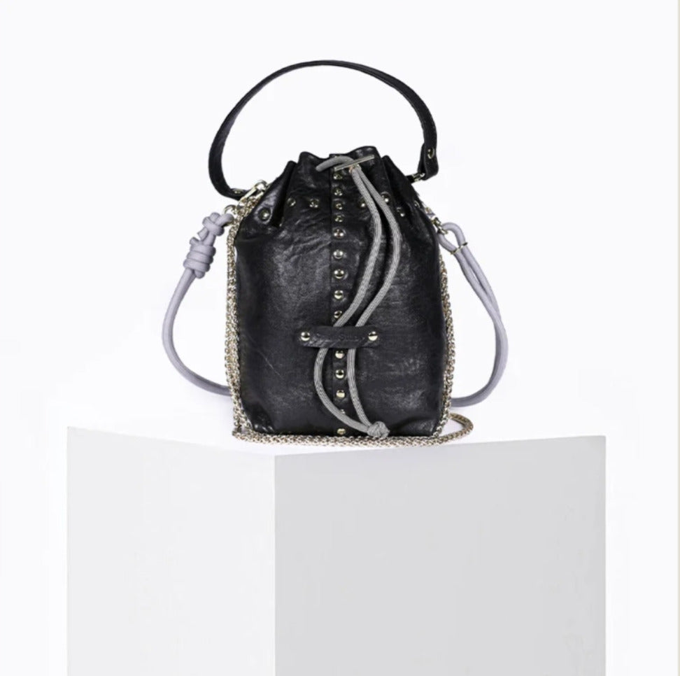 Bolso Bombonera Piel Cordero Negro