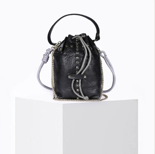 Bolso Bombonera Piel Cordero Negro