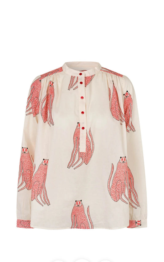Camisa Estampado Leopardos Rojos