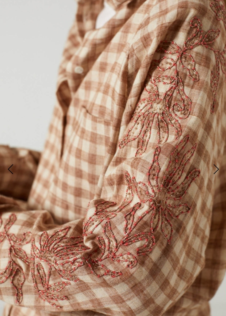 Camisa Cuadros Tostados con Bordados