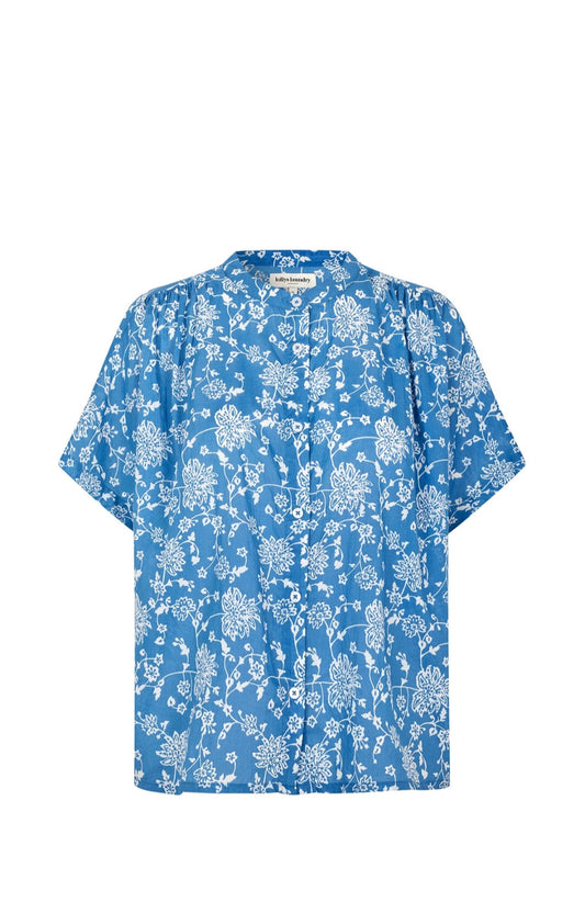 Camisa Azul Flores  (Da talla)
