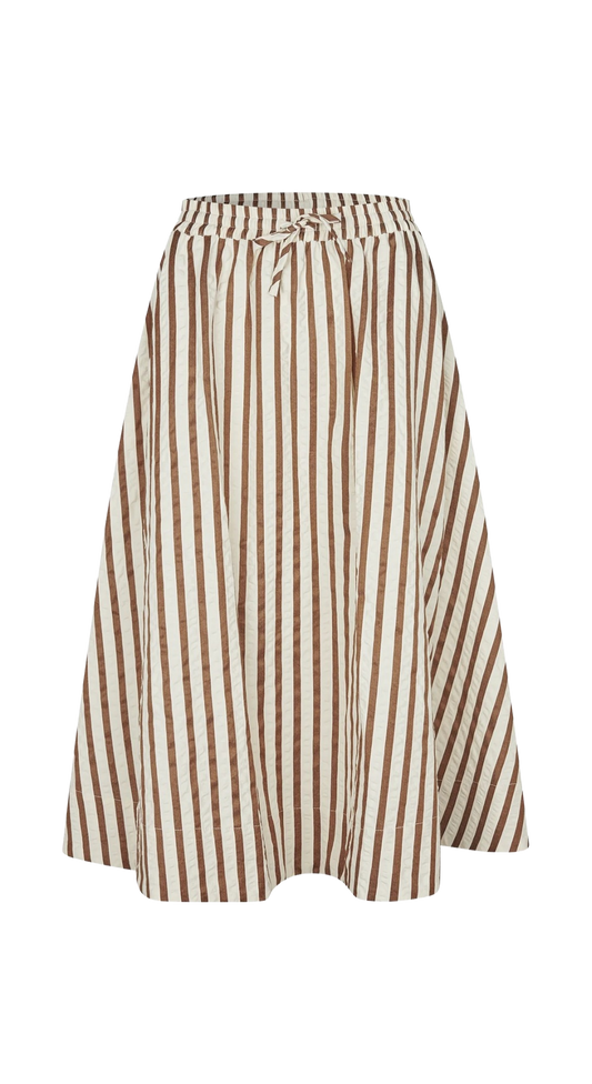 Falda Midi Rayas Tostado