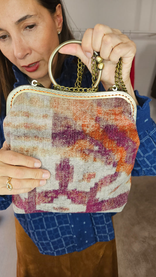 Bolso Estampado Teja y Morado