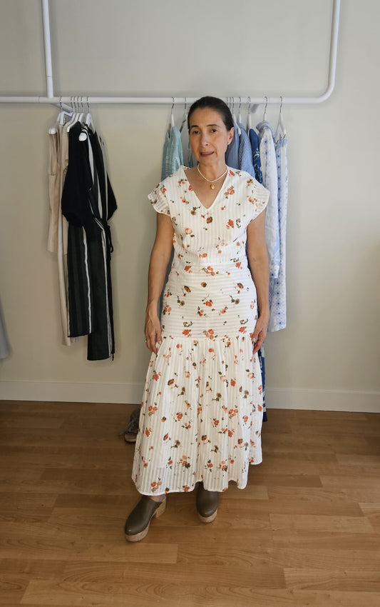 Vestido Blanco Estampado Flores
