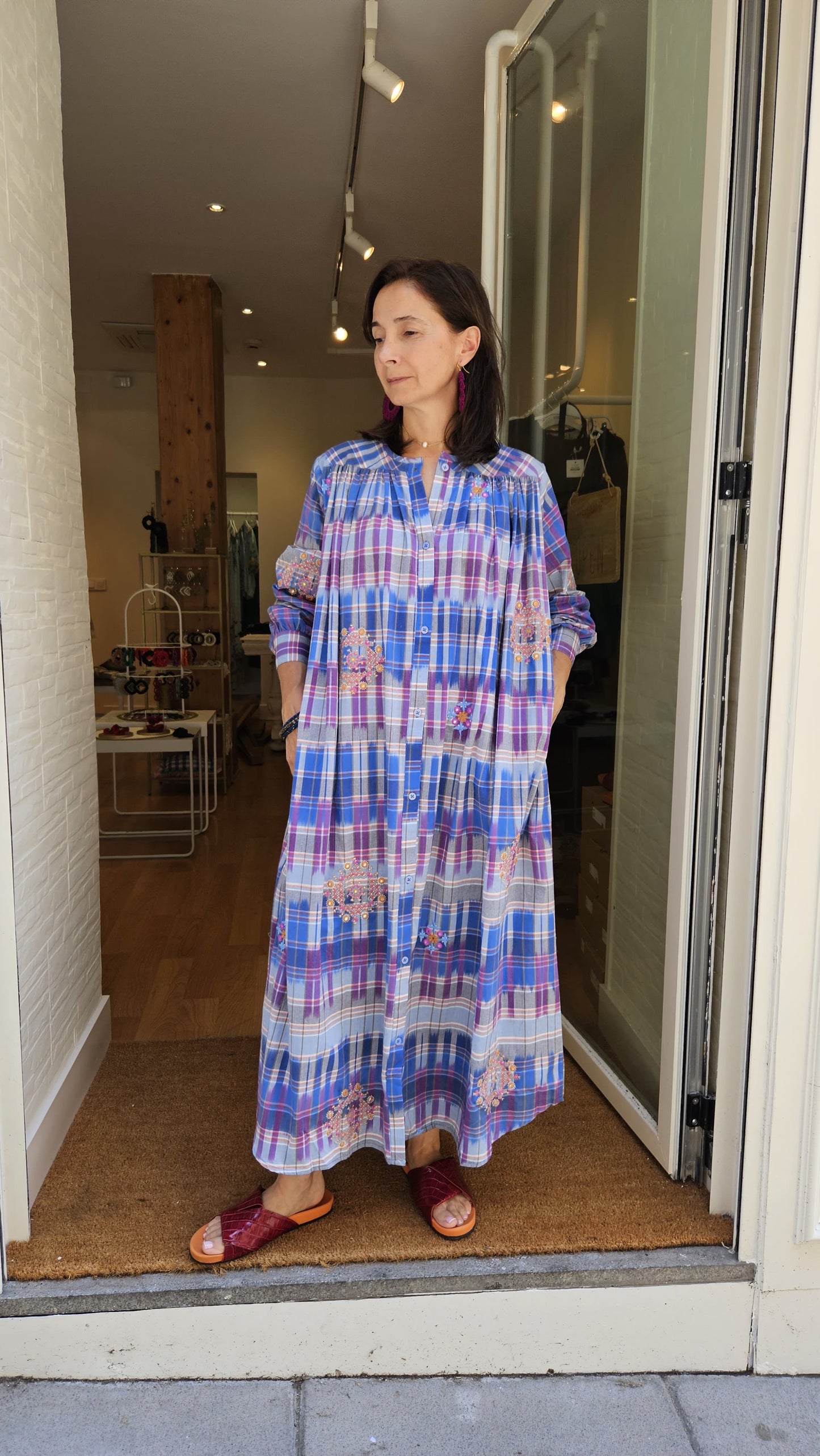 Vestido Cuadros Azules y Malvas
