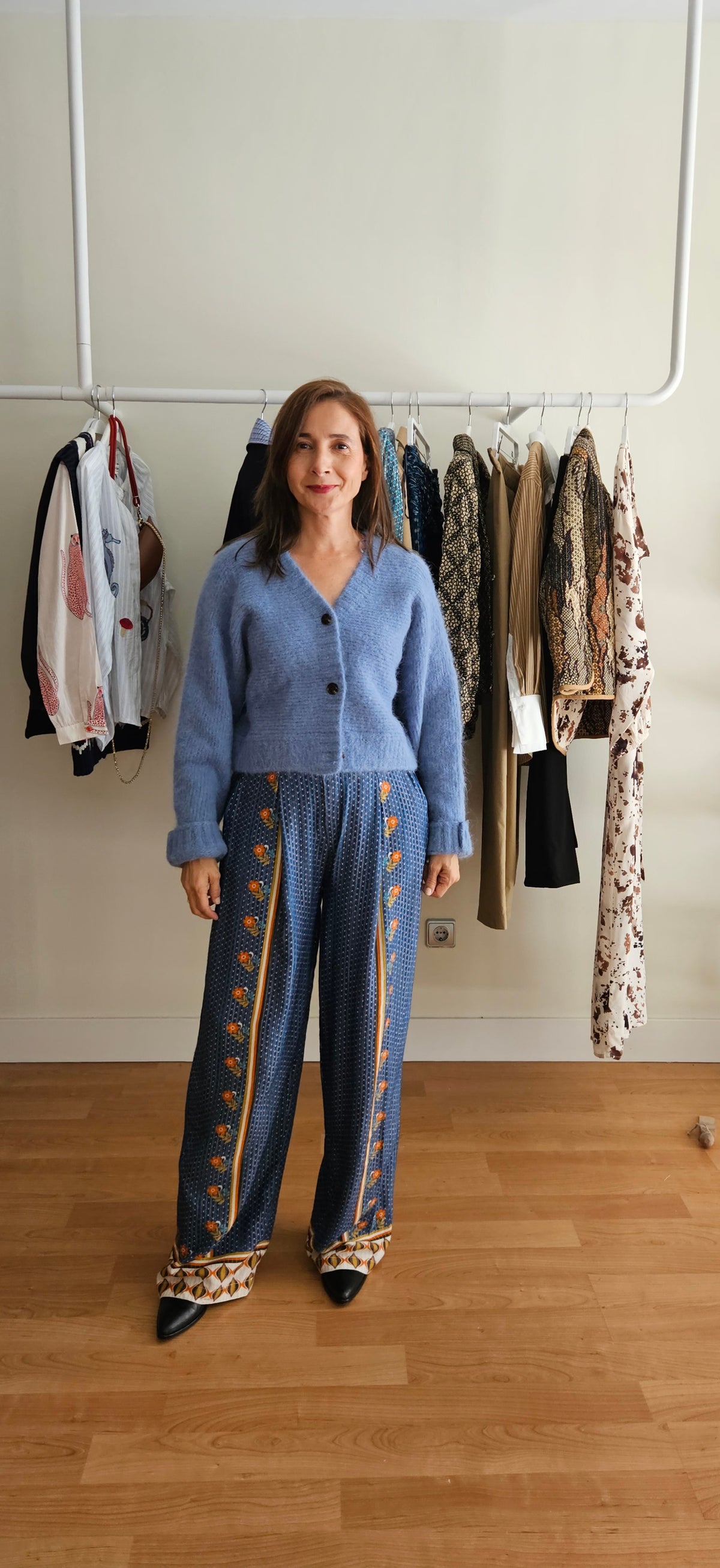 Pantalón Fluido Estampado Azul