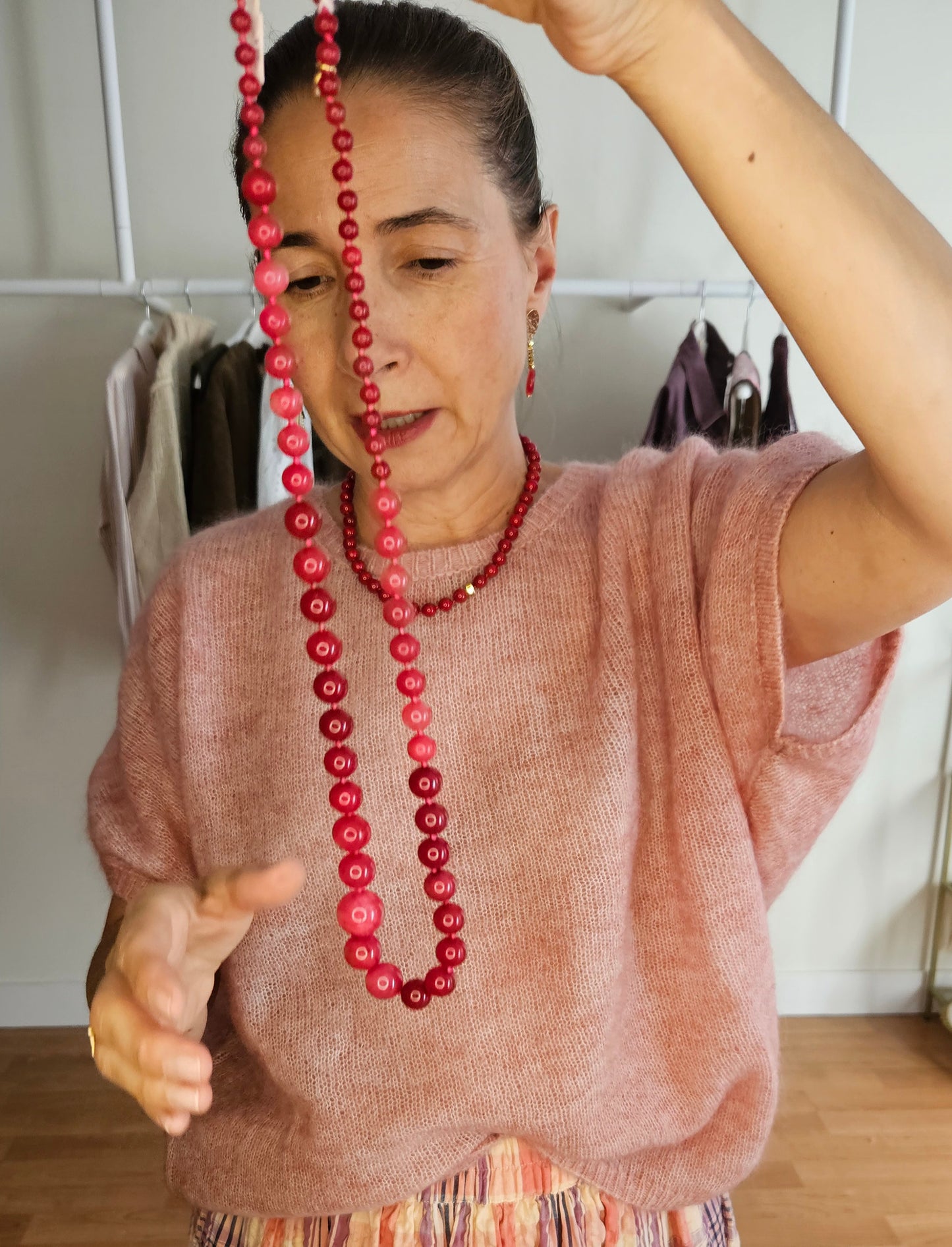 Collar rojo Bolas Largas