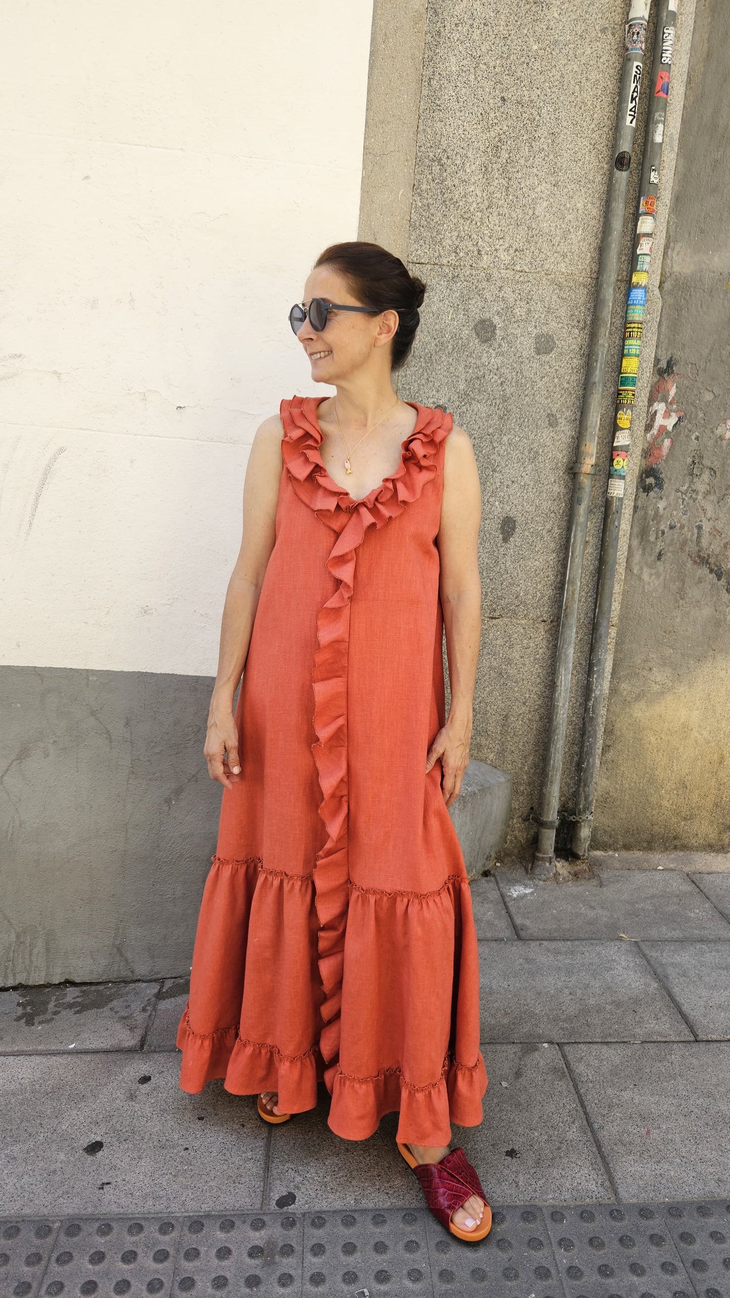 Vestido Volantes Melocotón Suela