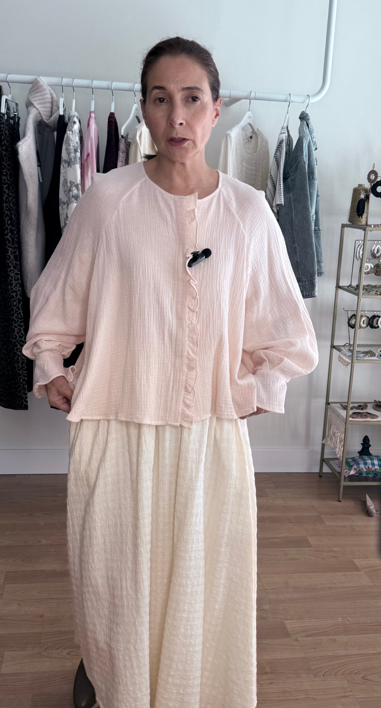 Camisa Rosa Tela Rizo (Da talla)