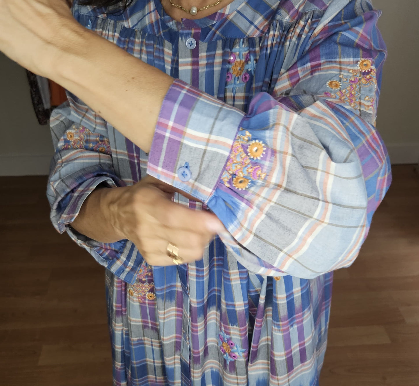 Vestido Cuadros Azules y Malvas