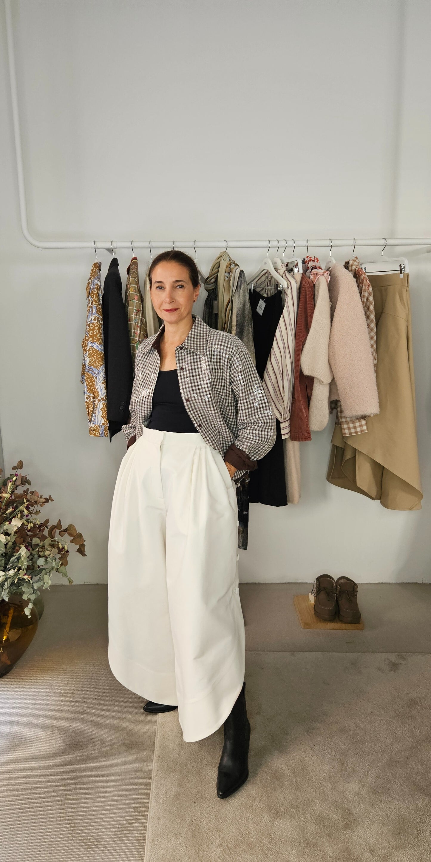 Pantalón Tulipán Gabardina Blanco