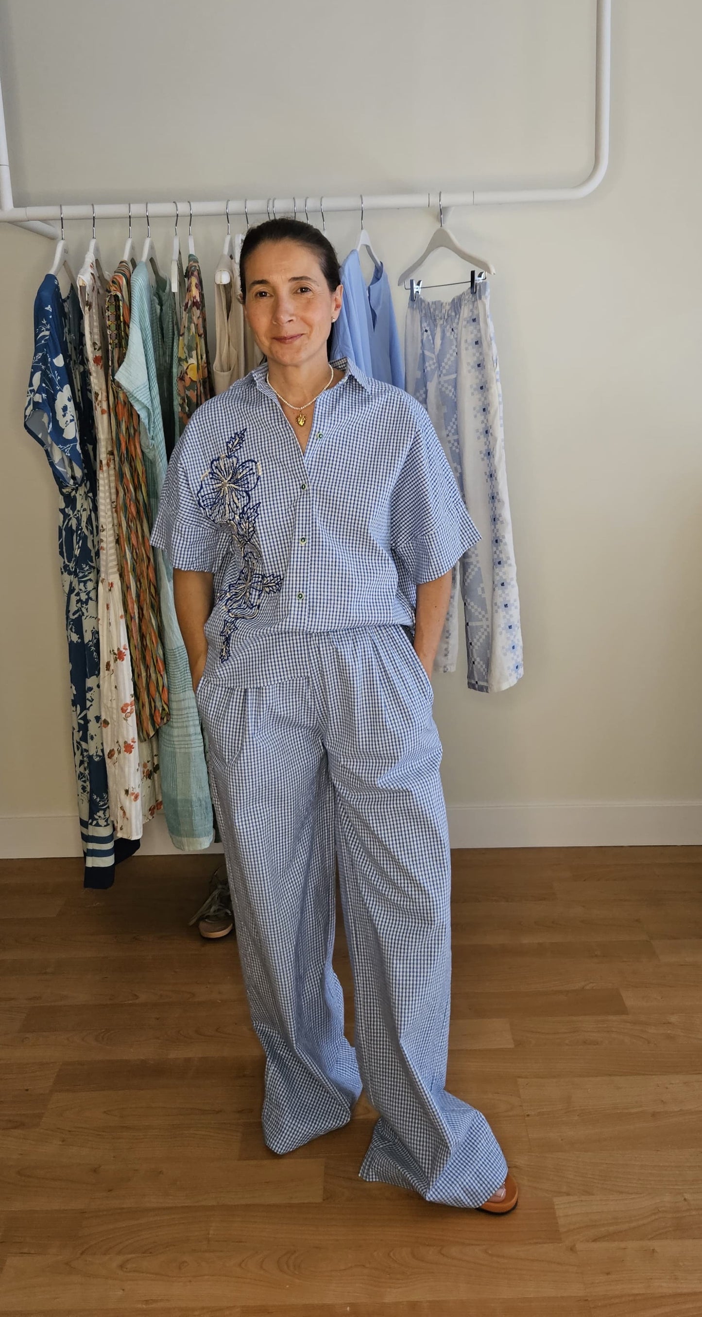Camisa Cuadros Bordados