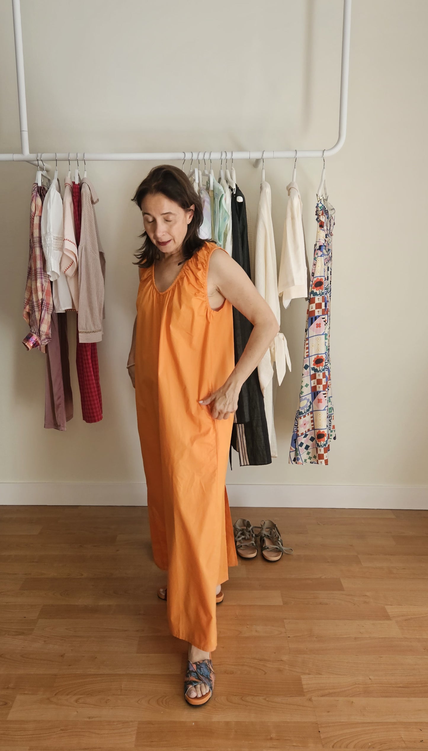 Vestido Naranja Sin Mangas