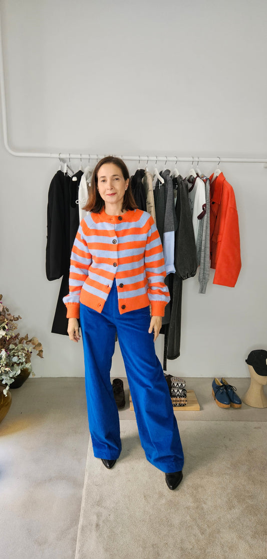 Chaqueta Punto Bicolor Naranja