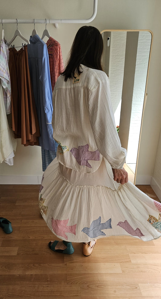 Falda Blanca Patchwork