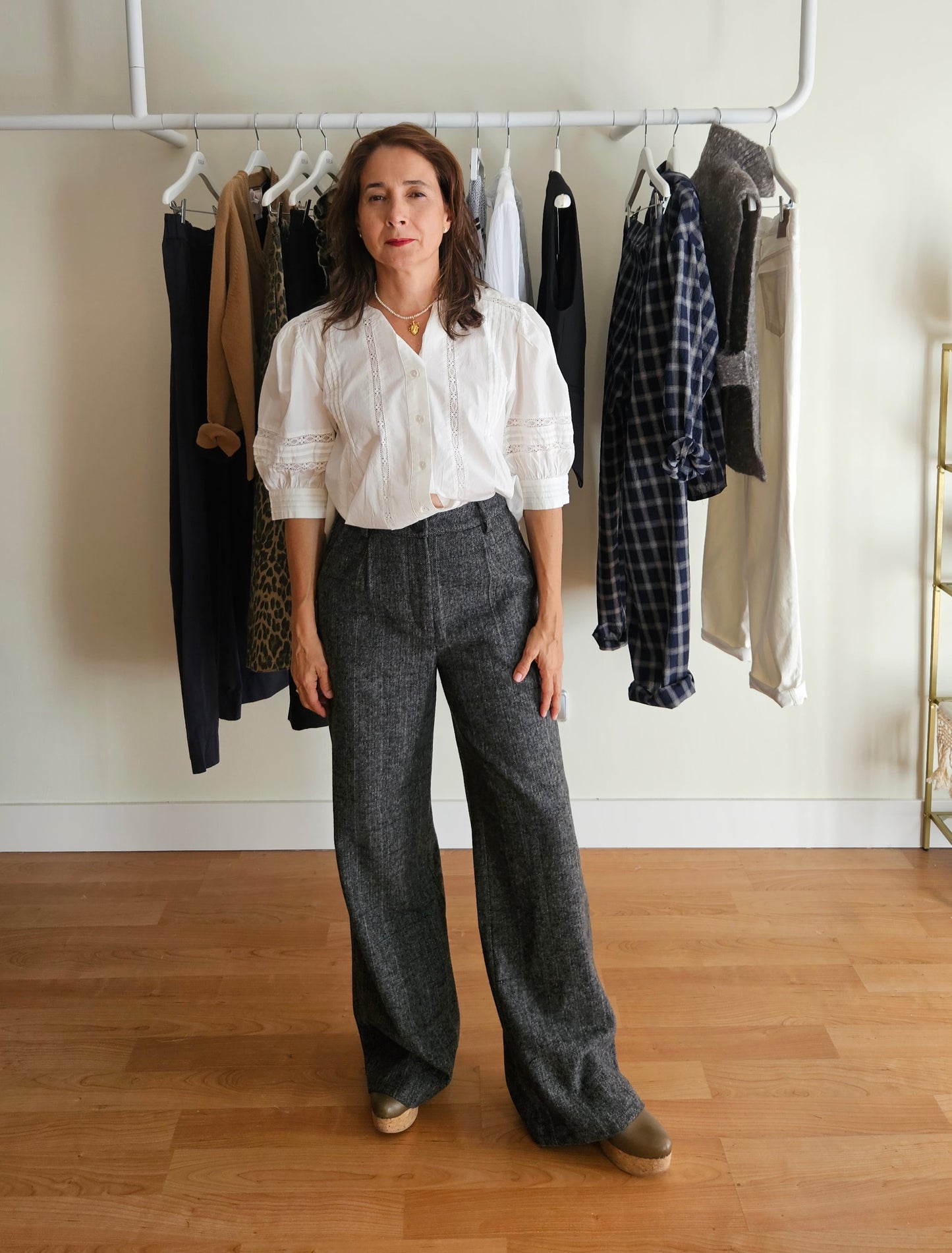 Pantalón Lana Espiga Gris