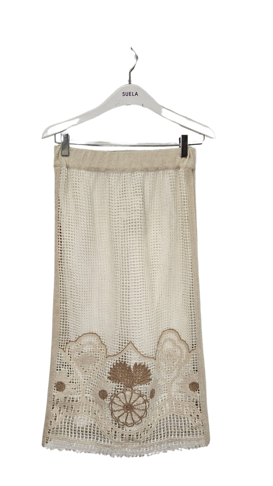 Falda Crochet Beige
