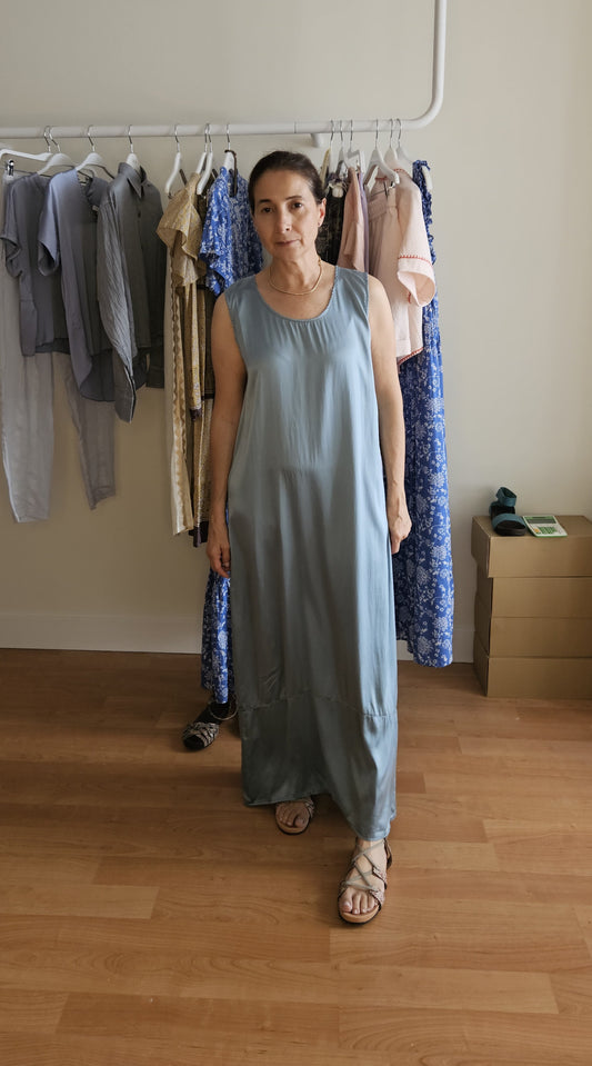 Vestido Azul Seda