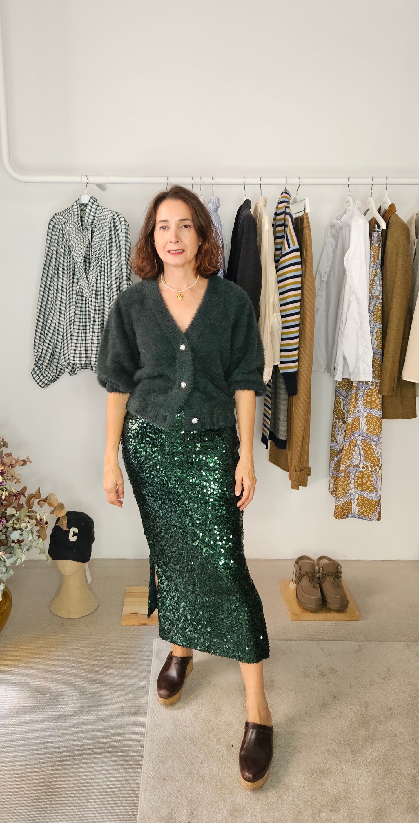 Cardigan Verde Botones Joya