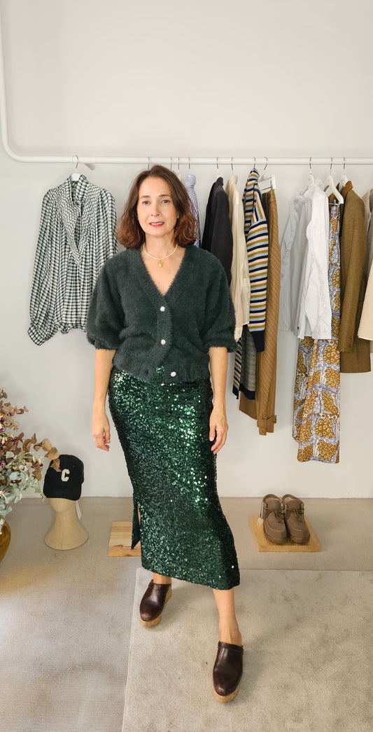 Cardigan Verde Botones Joya