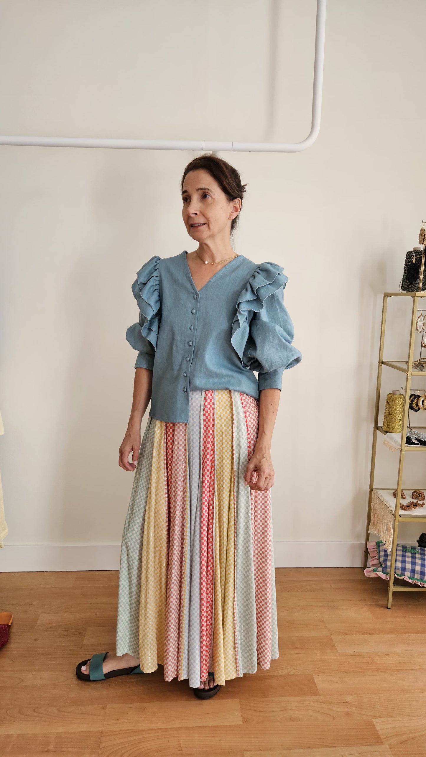 Camisa Lucía Turquesa Lino Orgánico Suela