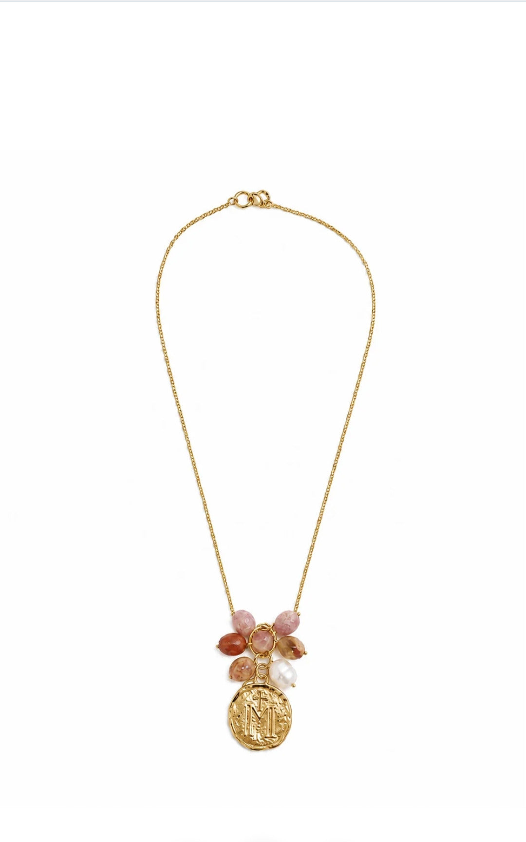 Collar Moneda Dorada Perla